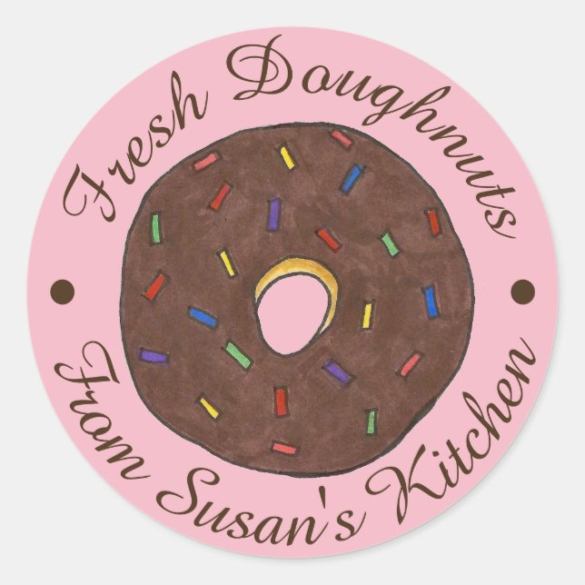 Fresh Donuts Doughnut von der Küche gebacken Runder Aufkleber (Vorderseite)