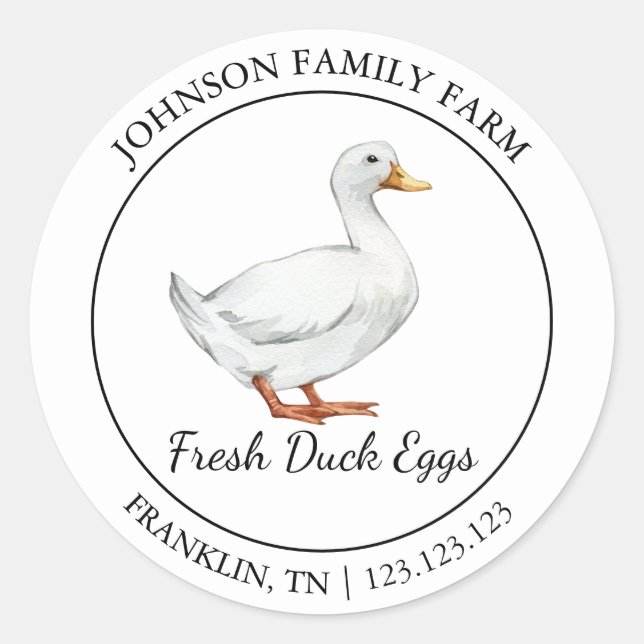 Fresh Duck Egg Modernes Label Runder Aufkleber (Vorderseite)