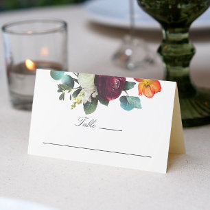 Fresh Fall Floral Rustikales Elegantes Hochzeitsse Platzkarte