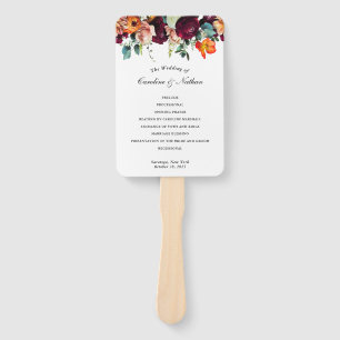 Fresh Fall Floral Wedding Program Fächer