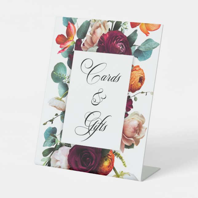 Fresh Fall Floral Wedding Sockelschild (Vorderseite)