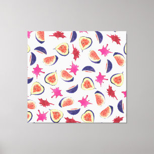 Fresh Figs Pink Juice Watercolor Leinwanddruck