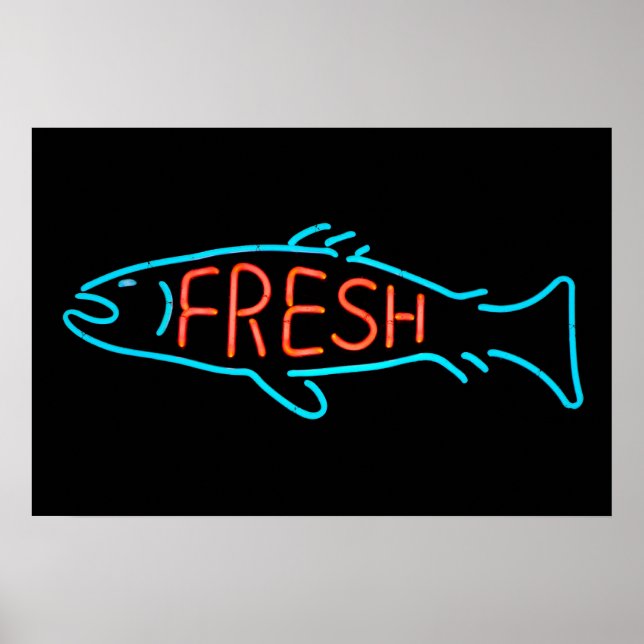 Fresh Fish Neon Sign Poster (Vorne)