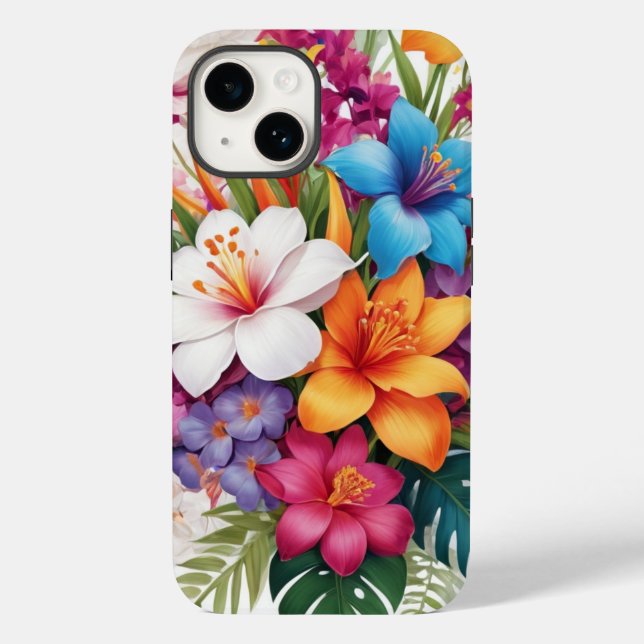 Fresh Floral Hibiskus Case-Mate iPhone 14 Hülle (Rückseite)