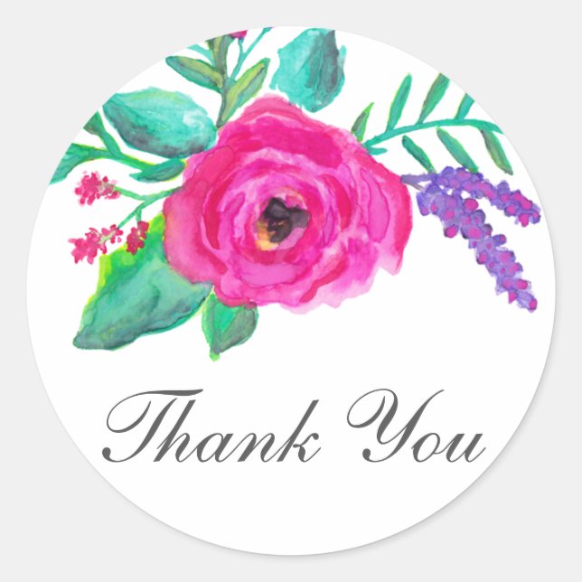 Fresh Florals Wedding Danke Stickers (Vorderseite)