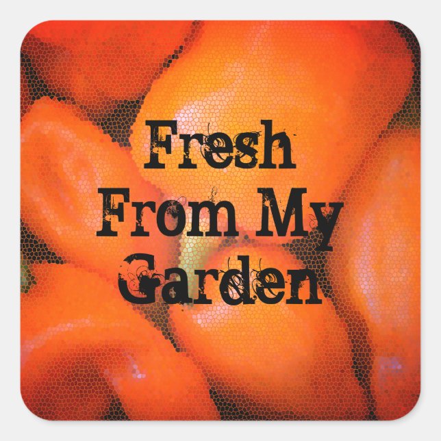 Fresh From Garden Mosaik Orange Chili Paprikaschot Quadratischer Aufkleber (Vorderseite)