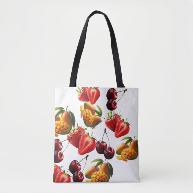 Fresh Fruit Pattern – Strawberry, Cherry & Mango A Tasche (Vorderseite)