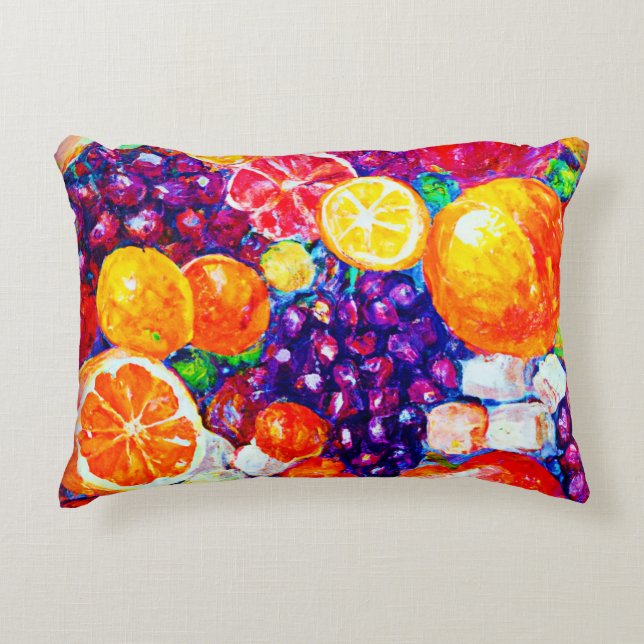 "Fresh Fruits Pattern" Niedliche Kunst. Jetzt kauf Dekokissen (Vorderseite)