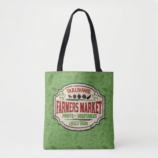 Fresh Garden ADD NAME Lokal gezüchtete Bauern Mark Tasche (Vorderseite)