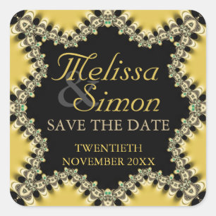 Fresh gelb +black Eastern Save the Date Stickers