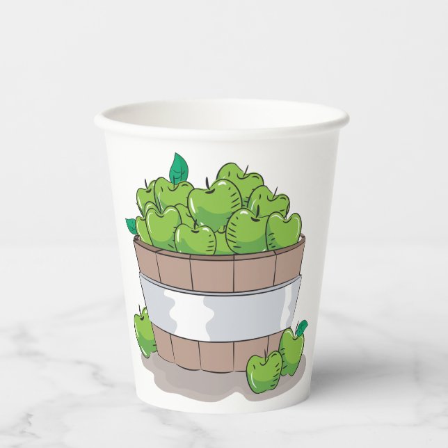 Fresh Green Apple Harvest Barrel Granny Smith Pappbecher (Vorderseite)