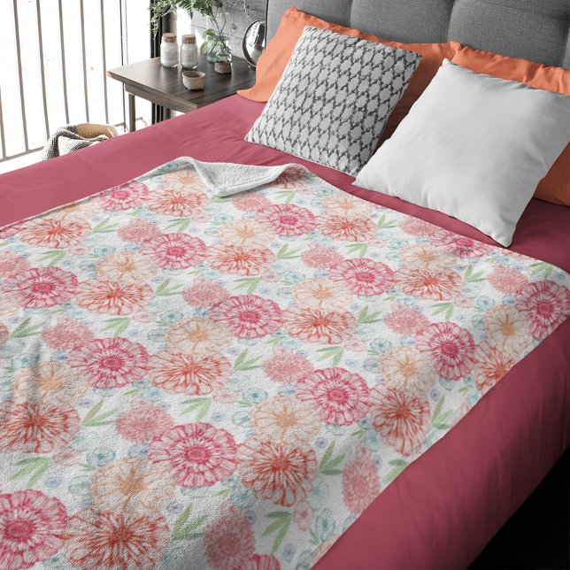 Fresh Green Coral Red Blue Orange Fleecedecke (Von Creator hochgeladen)