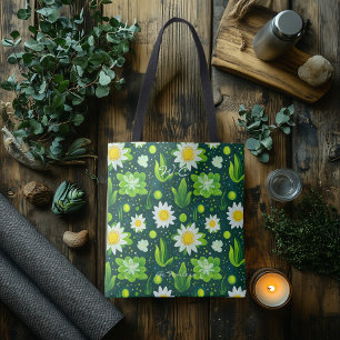 Fresh Green Daisy Wellness Tote Tasche