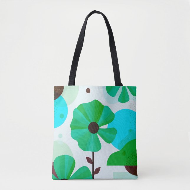 Fresh Green Floral Modern Tote Bag Tasche (Vorderseite)