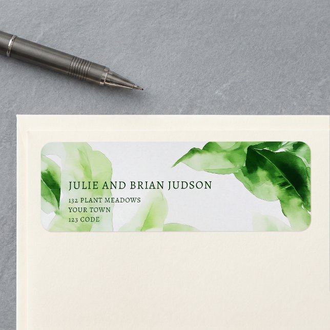 Fresh Green Tropical Blätter Return Address Label (Fresh Green Tropical Leaves Return Address Label)