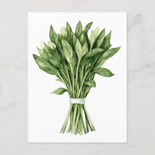 Fresh Greenery Watercolor Wedding Bouquet Postkarte