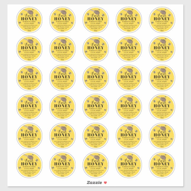 Fresh Honey Jar 2" Labels | Honigbiene (Blatt)