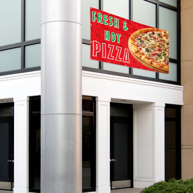 Fresh & Hot Pizza Cheesy Pepperoni Advert Banner (Äußeres Gebäude)