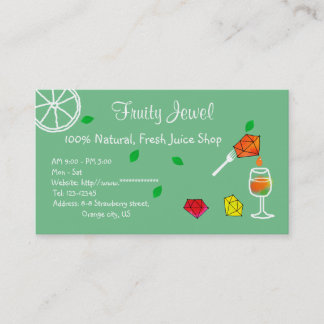 Fresh Juice Shop Name Card Jewel Visitenkarte