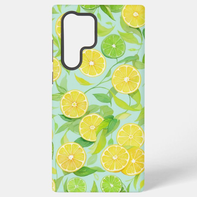 Fresh Lemon and Lime Botanical Pattern Phone Case Samsung Galaxy Hülle (Rückseite)