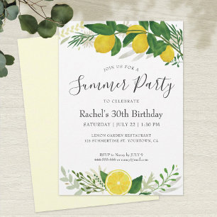 Fresh Lemon Birthday Card 02 Einladung