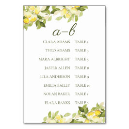 Fresh Lemon Bright Botanical Alphabet Tischnummer