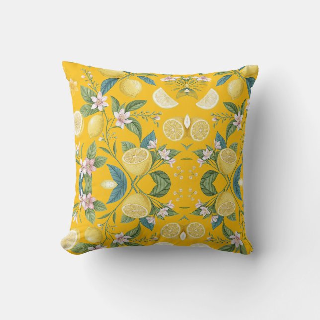 Fresh Lemon Floral Botanical Pattern  Kissen (Vorderseite)