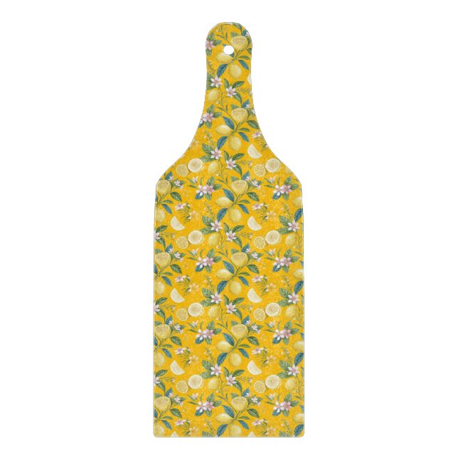 Fresh Lemon Floral Botanical Pattern  Schneidebrett (Vorderseite)