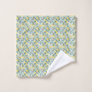 Fresh Lemon Floral Botanical Pattern  Waschlappen