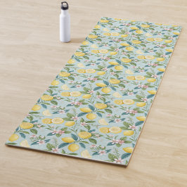 Fresh Lemon Floral Botanical Pattern  Yogamatte