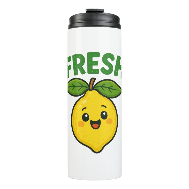 Fresh Lemon mit Blätter Thermosbecher (Vorderseite)