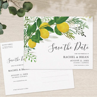 Fresh Lemon Save the Date Invitation Postcard Postkarte