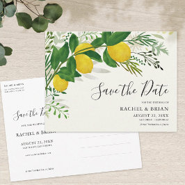 Fresh Lemon Save the Date Invitation Postcard Postkarte