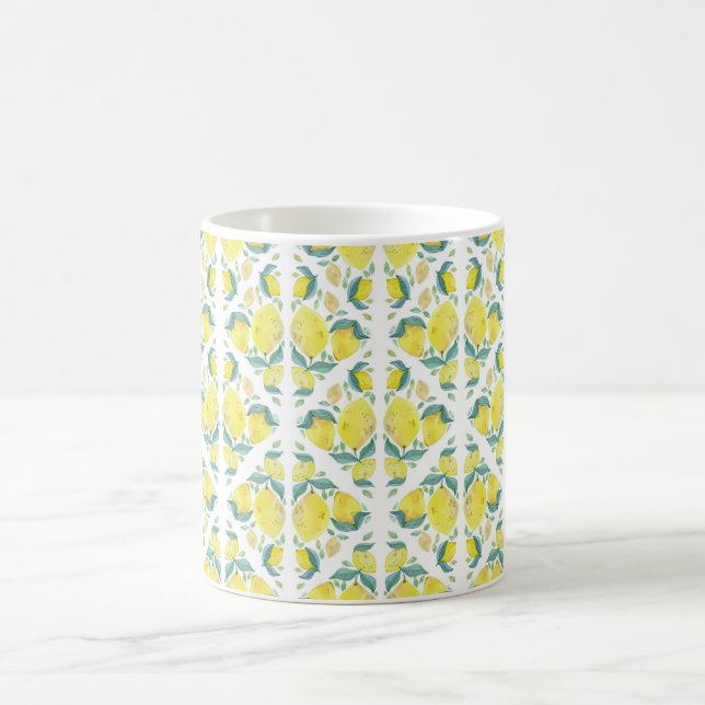Fresh Lemon Watercolor Pattern Kaffeetasse (Mittel)