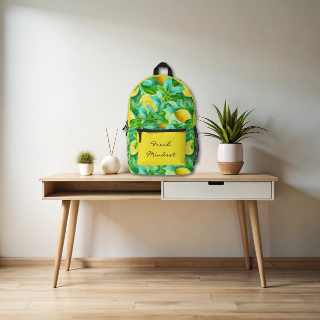 Fresh Lemon Watercolor School Bedruckter Rucksack (Von Creator hochgeladen)