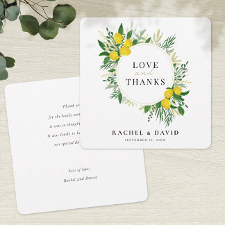 Fresh Lemon Wedding Liebe and Danke Card
