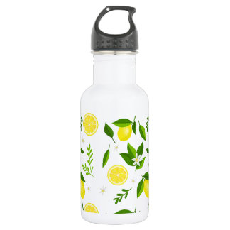 Fresh lemons with flowers and leaves edelstahlflasche