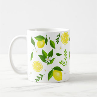 Fresh lemons with flowers and leaves kaffeetasse