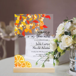 Fresh Lemony Liebe Citrus Foliage Hochzeit Acryleinladungen