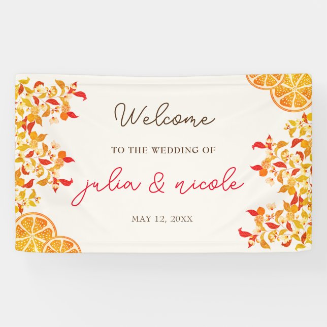 Fresh Lemony Liebe Citrus Foliage Hochzeit Banner (Horizontal)