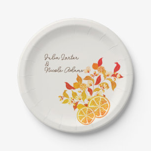 Fresh Lemony Liebe Citrus Foliage Hochzeit Pappteller