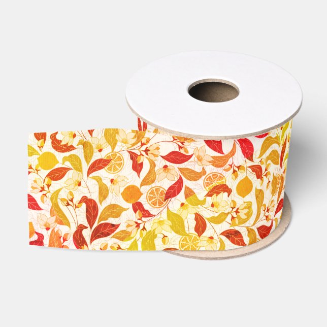 Fresh Lemony Liebe Citrus Foliage Hochzeit Ripsband (Spule)