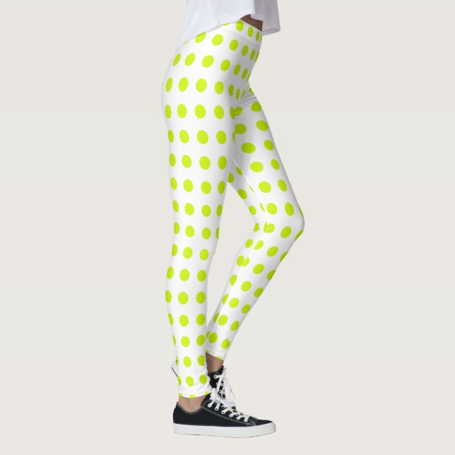 Fresh Lime green Polka dots Simple Pattern Leggings (Rechts)