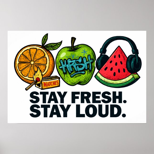 Fresh & Loud Pop‑Art Fruit Poster (Vorne)