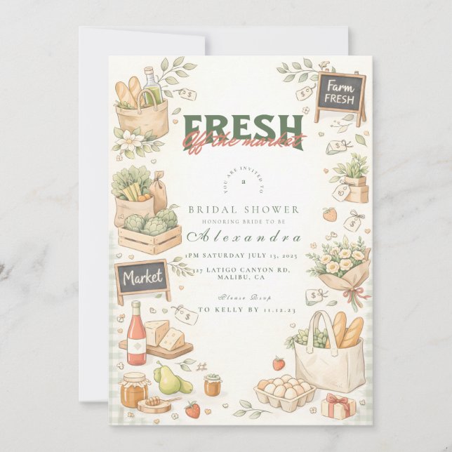 Fresh Market Garden Bridal Shower Einladung (Vorderseite)