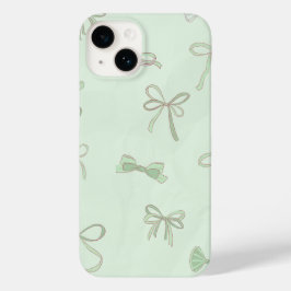 Fresh Mint Bow Pattern Case-Mate iPhone 14 Hülle