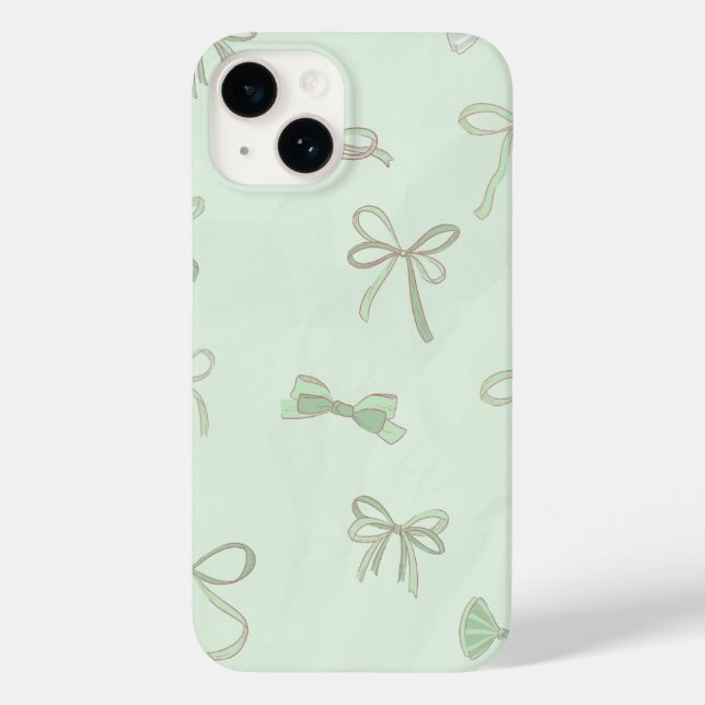 Fresh Mint Bow Pattern Case-Mate iPhone 14 Hülle (Rückseite)