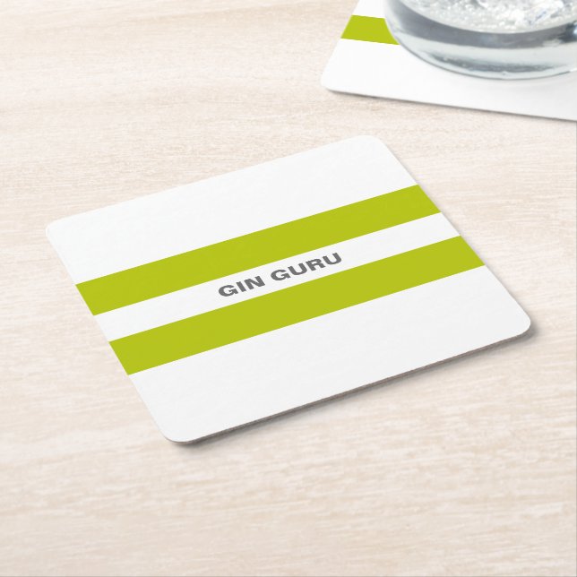 Fresh Modern Lime Green Strips Rechteckiger Pappuntersetzer (angewinkelt)