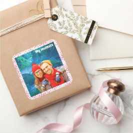 fresh modern personalized design red hearts quadratischer aufkleber