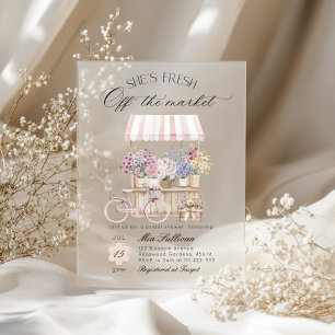 Fresh off Market Blume Cart Brautparty Acryleinladungen